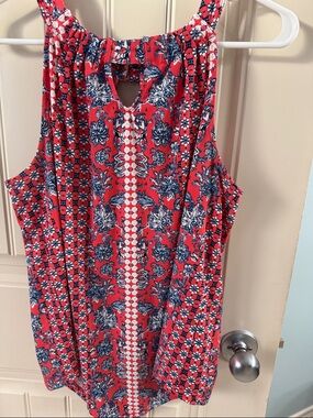 Women's Orange Floral Print Sleeveless Tank Top